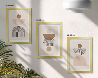 Moderne billedsæt Abstrakte former i brune og beige nuancer