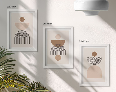 Moderne billedsæt Abstrakte former i brune og beige nuancer