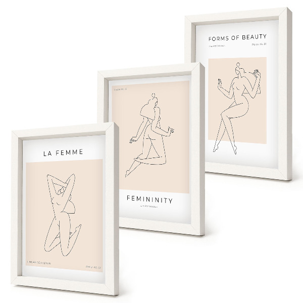 Pakke med billeder og rammer Lineære silhuetter af kvinder i minimalistiske plakater