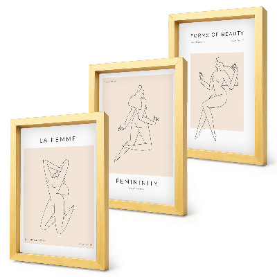 Pakke med billeder og rammer Lineære silhuetter af kvinder i minimalistiske plakater