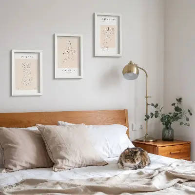 Pakke med billeder og rammer lineære silhuetter af kvinder i minimalistisk stil