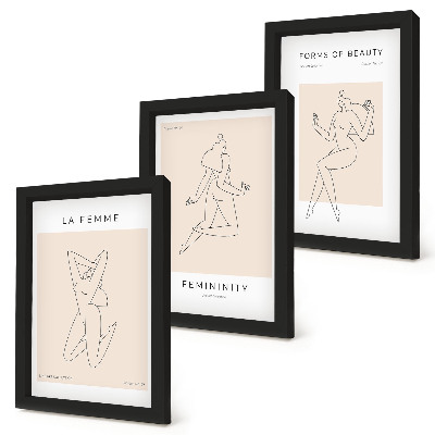 Pakke med billeder og rammer Lineære silhuetter af kvinder i minimalistiske plakater
