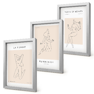 Pakke med billeder og rammer Lineære silhuetter af kvinder i minimalistiske plakater