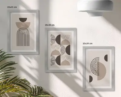 Moderne billedsæt med abstrakte geometriske mønstre i minimalisme