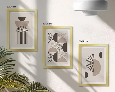 Moderne billedsæt med abstrakte geometriske mønstre i minimalisme