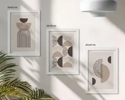 Moderne billedsæt med abstrakte geometriske mønstre i minimalisme