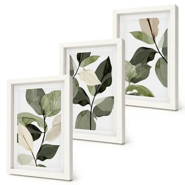 Billeder og rammer med boheme-plantemotiver malede sarte planteblade