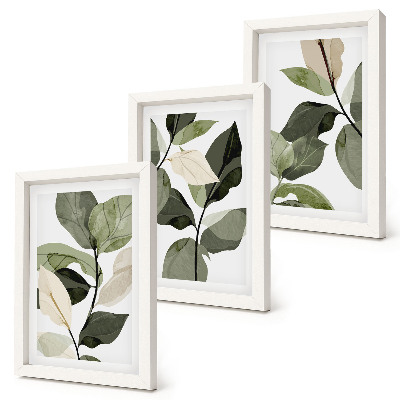 Pakke med billeder og rammer Malede, sarte boho-planteblade