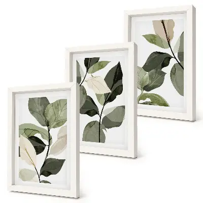 Billeder og rammer med boheme-plantemotiver malede sarte planteblade