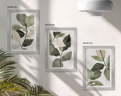 Pakke med billeder og rammer Malede, sarte boho-planteblade