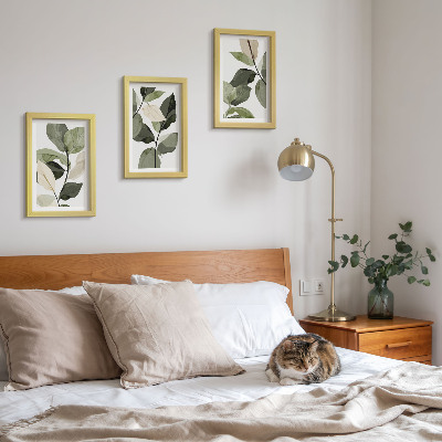 Pakke med billeder og rammer Malede, sarte boho-planteblade