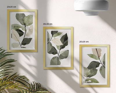 Pakke med billeder og rammer Malede, sarte boho-planteblade