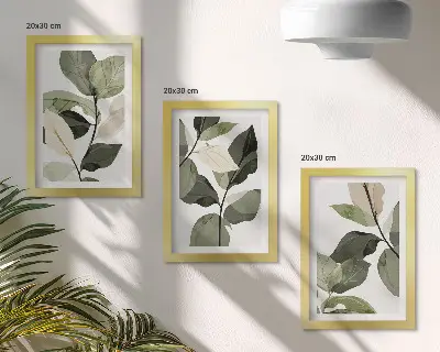 Billeder og rammer med boheme-plantemotiver malede sarte planteblade