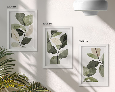 Pakke med billeder og rammer Malede, sarte boho-planteblade