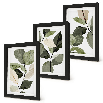 Pakke med billeder og rammer Malede, sarte boho-planteblade