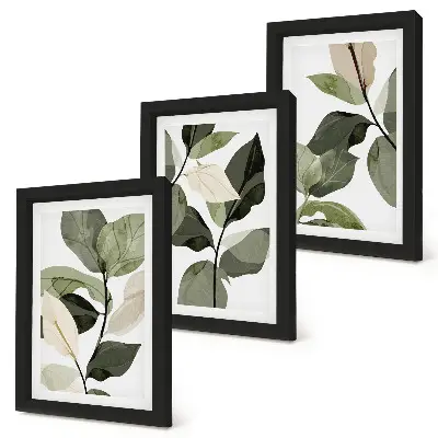 Billeder og rammer med boheme-plantemotiver malede sarte planteblade