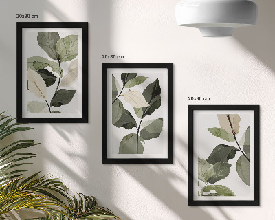 Pakke med billeder og rammer Malede, sarte boho-planteblade