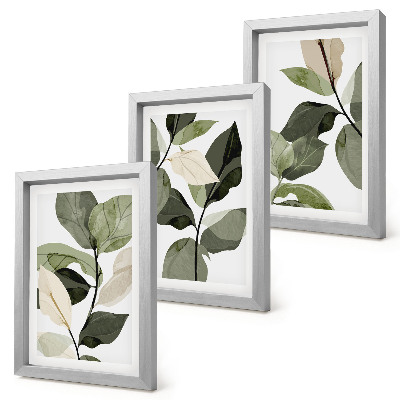 Pakke med billeder og rammer Malede, sarte boho-planteblade