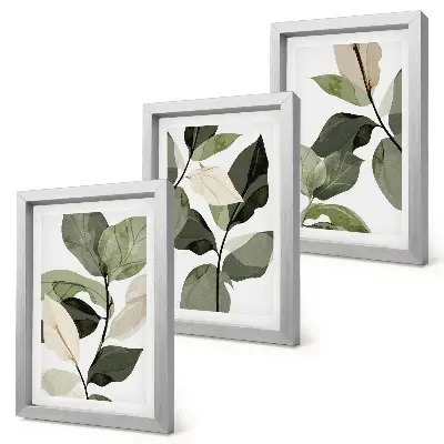 Billeder og rammer med boheme-plantemotiver malede sarte planteblade
