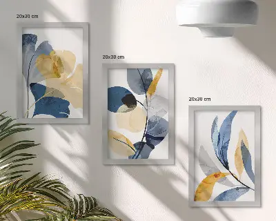 Billedvæg med plantemotiver i akvarelstil