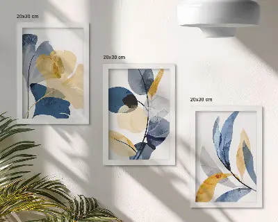 Billedvæg med plantemotiver i akvarelstil