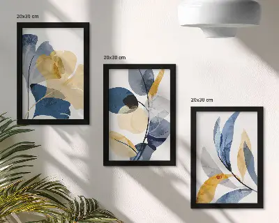 Billedvæg med plantemotiver i akvarelstil
