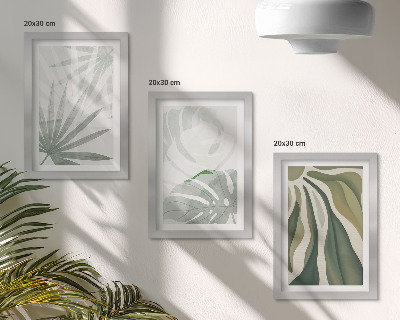 Moderne billedsæt Plant blade i nuancer af grønt og gråt