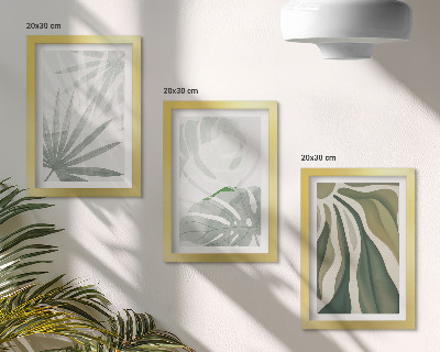 Moderne billedsæt Plant blade i nuancer af grønt og gråt
