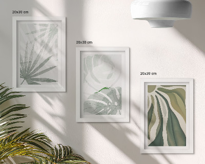 Moderne billedsæt Plant blade i nuancer af grønt og gråt