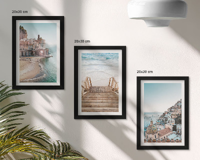 Billedvæg Sommerpasteludsigter med arkitektur ved havet og strand