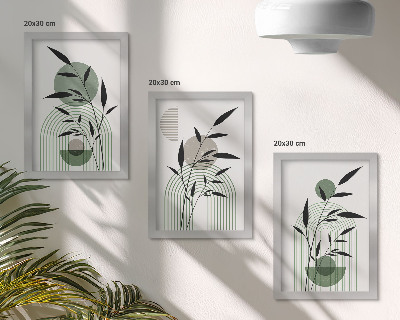 Pakke med billeder og rammer Abstrakte plantekompositioner, boho-stil