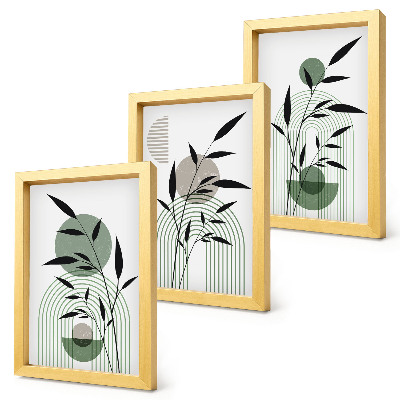 Pakke med billeder og rammer Abstrakte plantekompositioner, boho-stil
