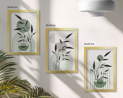 Pakke med billeder og rammer Abstrakte plantekompositioner, boho-stil