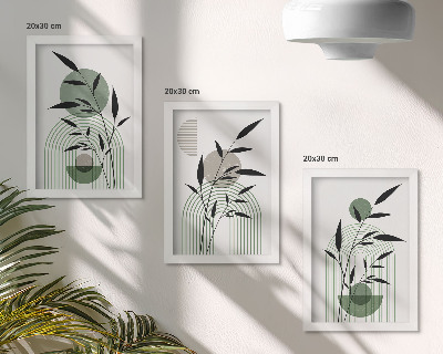 Pakke med billeder og rammer Abstrakte plantekompositioner, boho-stil