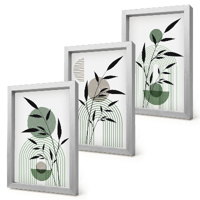 Pakke med billeder og rammer Abstrakte plantekompositioner, boho-stil