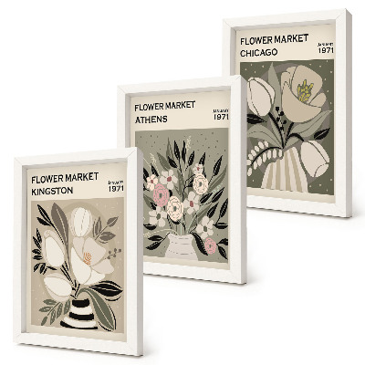 Pakke med billeder og rammer Retro-blomsterarrangementer fra forskellige byer