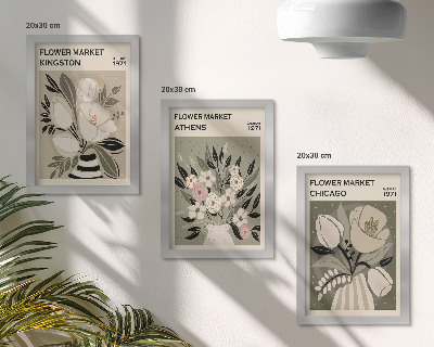 Pakke med billeder og rammer Retro-blomsterarrangementer fra forskellige byer