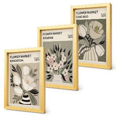Pakke med billeder og rammer Retro-blomsterarrangementer fra forskellige byer