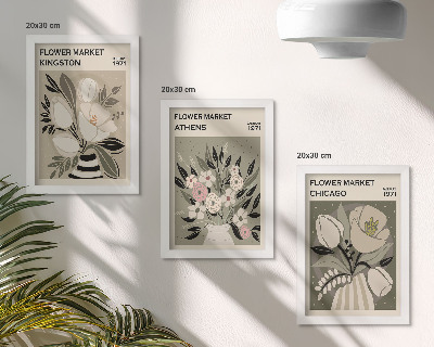Pakke med billeder og rammer Retro-blomsterarrangementer fra forskellige byer