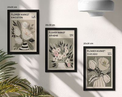 Pakke med billeder og rammer Retro-blomsterarrangementer fra forskellige byer