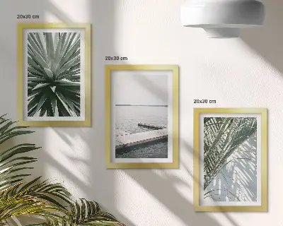 Plakat med palmeblade og træbro moderne billedsæt