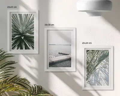 Plakat med palmeblade og træbro moderne billedsæt