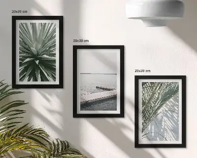 Plakat med palmeblade og træbro moderne billedsæt