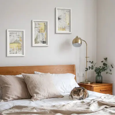Moderne billedsæt med abstrakte og minimalistiske malerimønstre