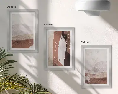 Billedpakke med rammer abstrakte mønstre i brune og beige nuancer