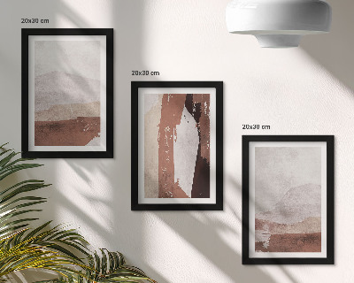 Pakke med billeder og rammer Abstrakte mønstre i nuancer af brunt og beige