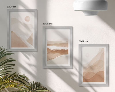 Moderne billedsæt Abstrakte landskaber i brune og beige nuancer