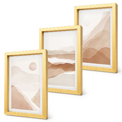 Moderne billedsæt Abstrakte landskaber i brune og beige nuancer