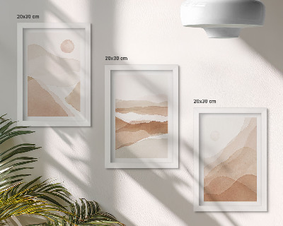 Moderne billedsæt Abstrakte landskaber i brune og beige nuancer