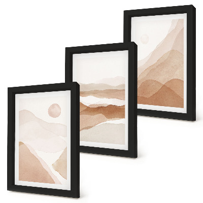 Moderne billedsæt Abstrakte landskaber i brune og beige nuancer